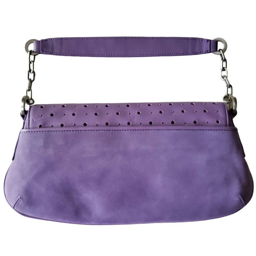 Ann Taylor Leather, Suede, & Brushed Silver Shoulder Handbag | NWOT | Lavender - Picture 7 of 14